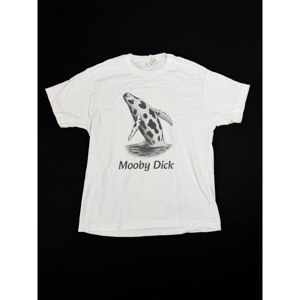 Varsitee Goods Mooby Dick Cow Whale Graphic T-Shirt White Bella Canvas Small